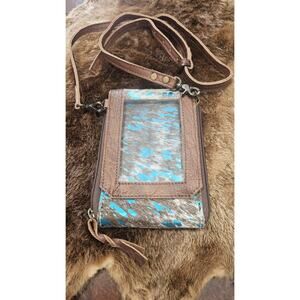 American Darling Women's Phone Holder/ Crossbody Bag Genuine Leather Hair On.